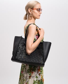 Gianni Chiarini Черная кожаная сумка Marcella с ажурным узором. BS11730AGADIR