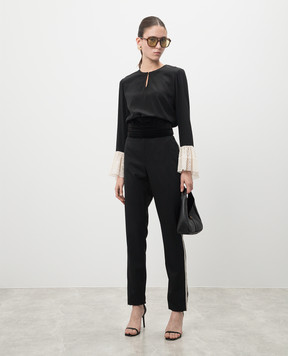 Saint Laurent Черная блуза из шелка 453804