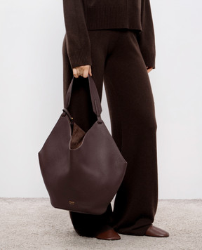 Khaite Коричневая кожаная сумка с логотипом HAITEBAG
