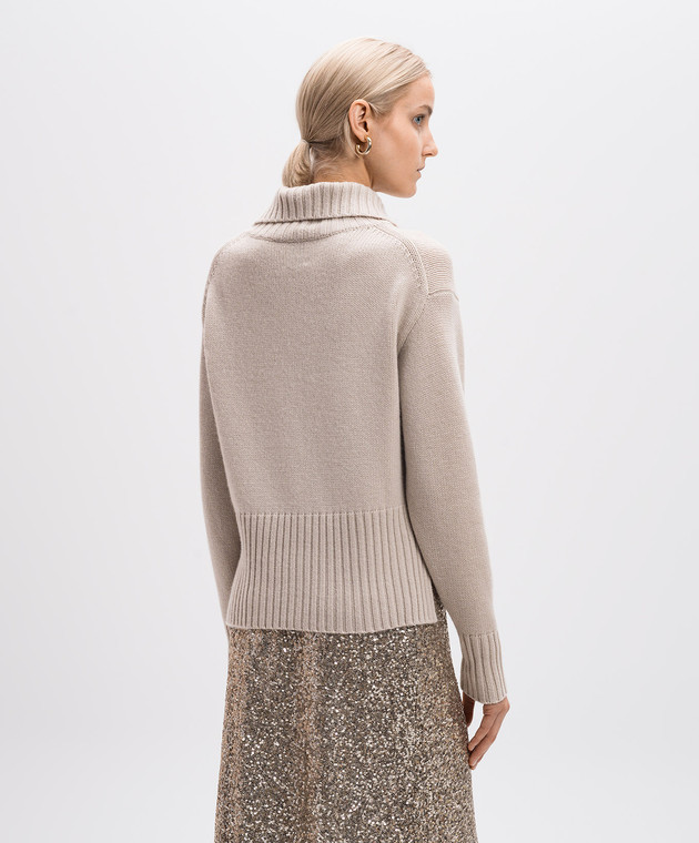 Allude Бежевый свитер из шерсти и кашемира с воротником 24517644 изображение 4