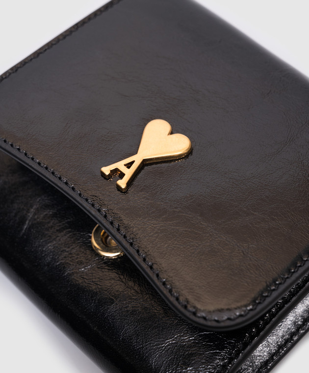 Ami Paris Черный кожаный портмоне с металлической эмблемой Ami de Coeur USL203AL0051 изображение 4