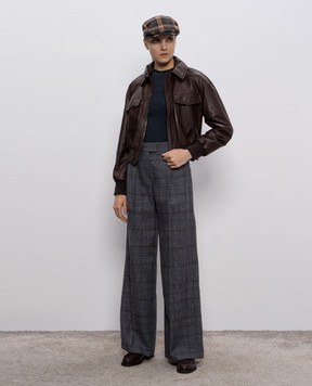 Brunello Cucinelli Синій топ в рубчик з ланцюжком моніль MPTC8BJ310