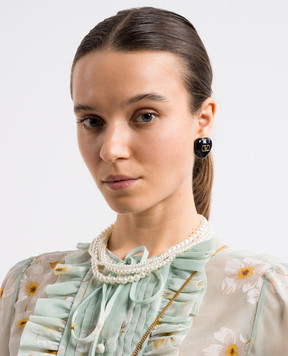 Valentino Чорні сережки-кліпси COEUR з емблемою логотипа 6W2J0Y10MJP