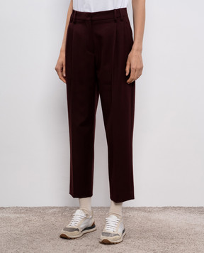 Brunello Cucinelli Бордові штани з ланцюжком моніль MP126P8308