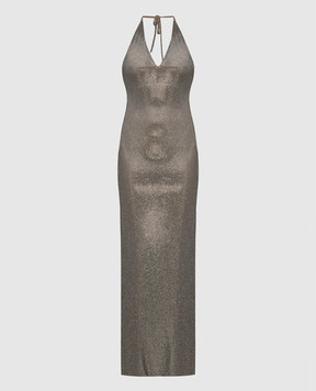 Giuseppe Di Morabito Milano Серебристое платье макси с кристаллами 02PSLD101FC02212