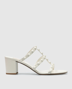 Valentino Білі шкіряні мюлі Rockstud 4W2S0C47VB8