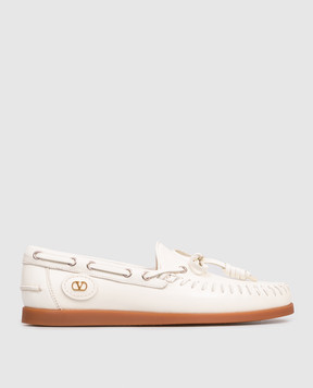 Valentino Бежеві шкіряні мокасини з емблемою VLogo Signature 7W2S0MW1PNJ