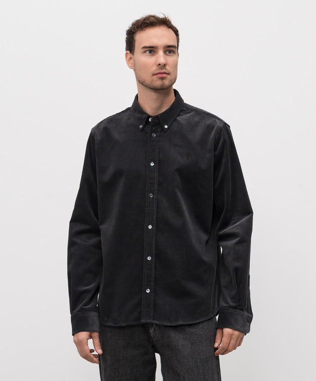 Ami Paris Серая вельветовая рубашка HSH797CO0089 изображение 3