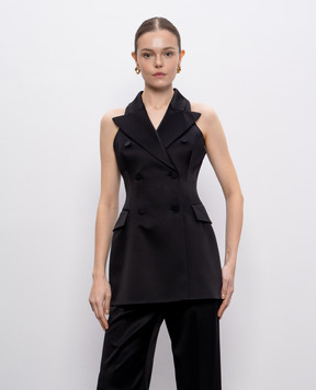 Ermanno Scervino Чорний двобортний жилет із шовку D466N726HKC