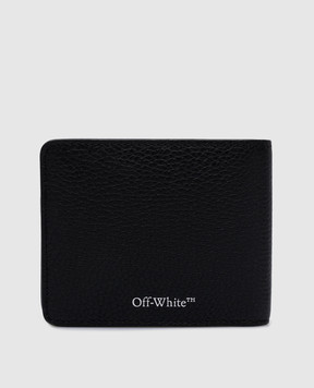 Off-White Чорне шкіряне портмоне з фактурним логотипом Arrow OMNC078C99LEA001