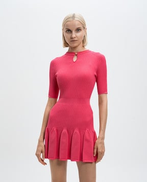 Balmain Рожева сукня міні в рубчик DF1R7092KG36