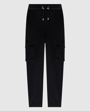 Balmain Чорні джогери-карго з принтом логотипом DH1OB295BC64