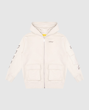 Off-White Детская бежевая спортивная куртка с принтом логотипа OBBE005S25FLE001