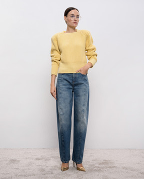 Victoria Beckham Сині джинси-банани з ефектом потертості 1425DJE006850C