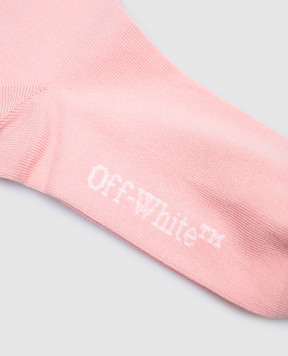 Off-White Детские розовые носки с узором эмблемы. OGRA004S25KNI001
