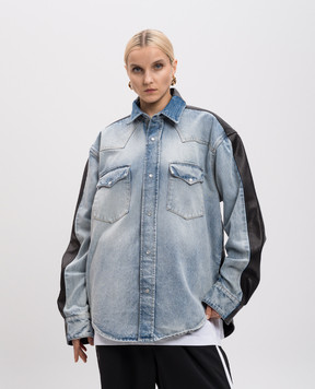 Vetements Голубая комбинированная рубашка с логотипом UA66SH520LB
