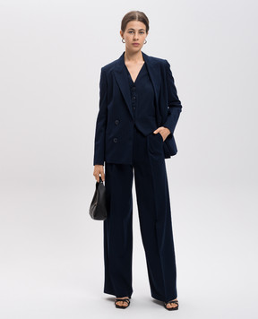 Twinset Синій двобортний жакет в смужку 242TP2150