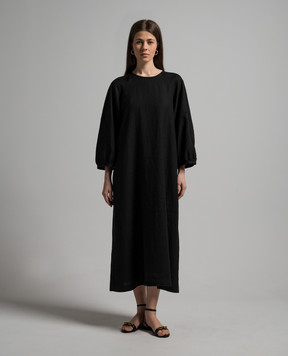 ANNECLAIRE Черное платье из льна D0686405