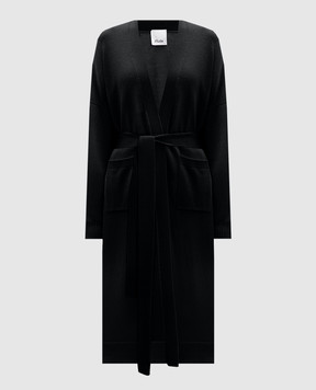 Allude Черный удлиненный кардиган из шерсти и кашемира 24517030