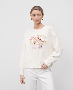 Twinset Білий светр з вишивкою емблеми логотипа 251TP3600