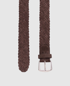 Loro Piana Коричневый замшевый плетеный пояс FAL6258