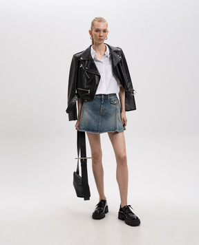 Alexander McQueen Синяя юбка мини с эффектом потертости 817595QMACV