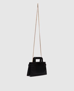 Balmain Чорна шкіряна лакована сумка-міні B-Buzz Top Handle EN0KJ931LPIS