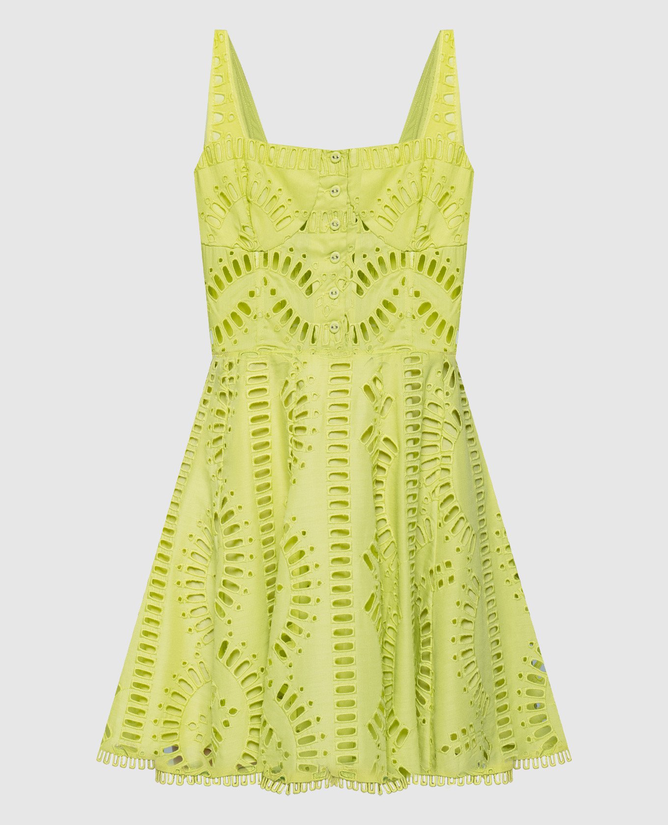 Ricka yellow mini dress with broderie embroidery