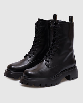 Stuart Weitzman Черные кожаные ботинки EMERSON с логотипом SJ340