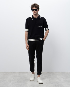 Balmain Черное поло с вышивкой логотипа DH1GB045KF96