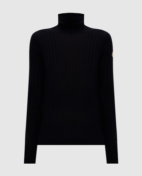 Moncler Черный гольф из шерсти и кашемира с нашивкой логотипа K20939F00007M4394