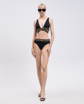 Versace Черный лиф от купальника с узором эмблемы 1008602A232185