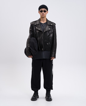 Ann Demeulemeester Чорна шкіряна косуха Arvid B0012058LT137