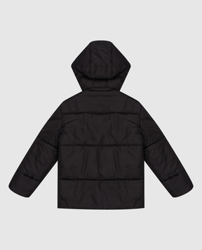 Balmain Детская черная стеганная куртка с нашивкой логотипа BV2P20N0118410