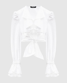 Balmain Белая укороченная блуза с рюшами EF1HU296CB02