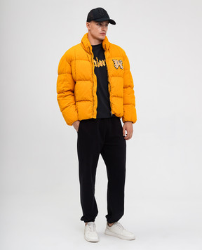 Palm Angels Жовта вельветова пухова куртка з нашивкою монограми логотипа PMED047F24FAB001