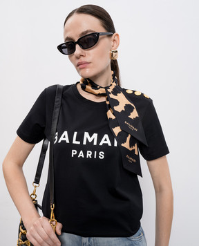Balmain Стрічка твіллі із шовку в анімалістичний принт FF1XF090SF17