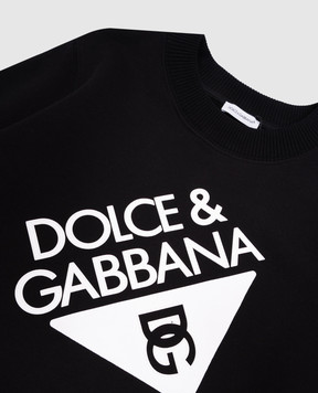 Dolce&Gabbana Дитячий чорний світшот з фактурним принтом логотипа L4JWKDG7O6N812+