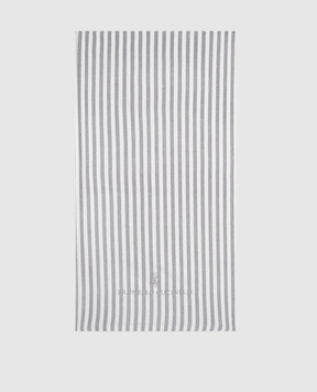 Brunello Cucinelli Білий рушник в смужку з вишивкою логотипа MLS971M100
