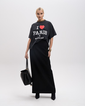 Balenciaga Черная футболка I Love Paris & Balenciaga с эффектом потертости 818431TRVU9