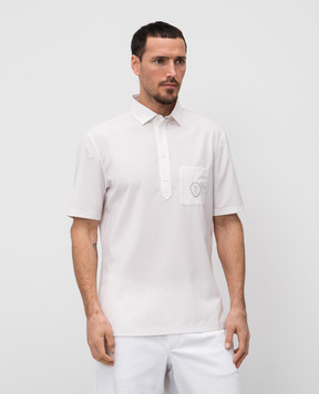 Brunello Cucinelli Белое поло из шерсти с логотипом эмблемы принт. MM6961301F