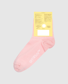 Off-White Детские розовые носки с узором эмблемы. OGRA004S25KNI001
