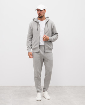 Trussardi Сіра меланжева спортивна куртка з вишивкою емблеми G8068500066NMF503F01