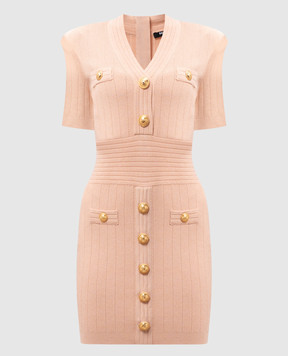 Balmain Розовое платье мини в узор EF1R6045KB07