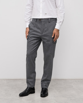 Brunello Cucinelli Серые брюки карго из шерсти M038PE1890