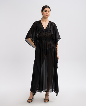 Twinset Чорна пляжна сукня з логотипом 251LB2MBB