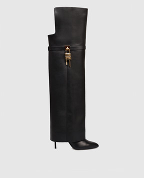 Givenchy Черные кожаные ботфорты Shark Lock BE703RE223