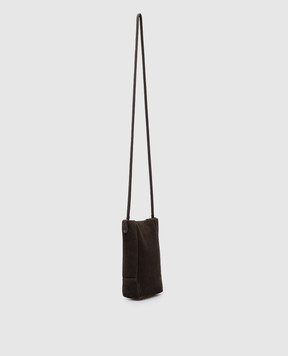 Brunello Cucinelli Коричневая замшевая сумка с логотипом. MWDLD2739P