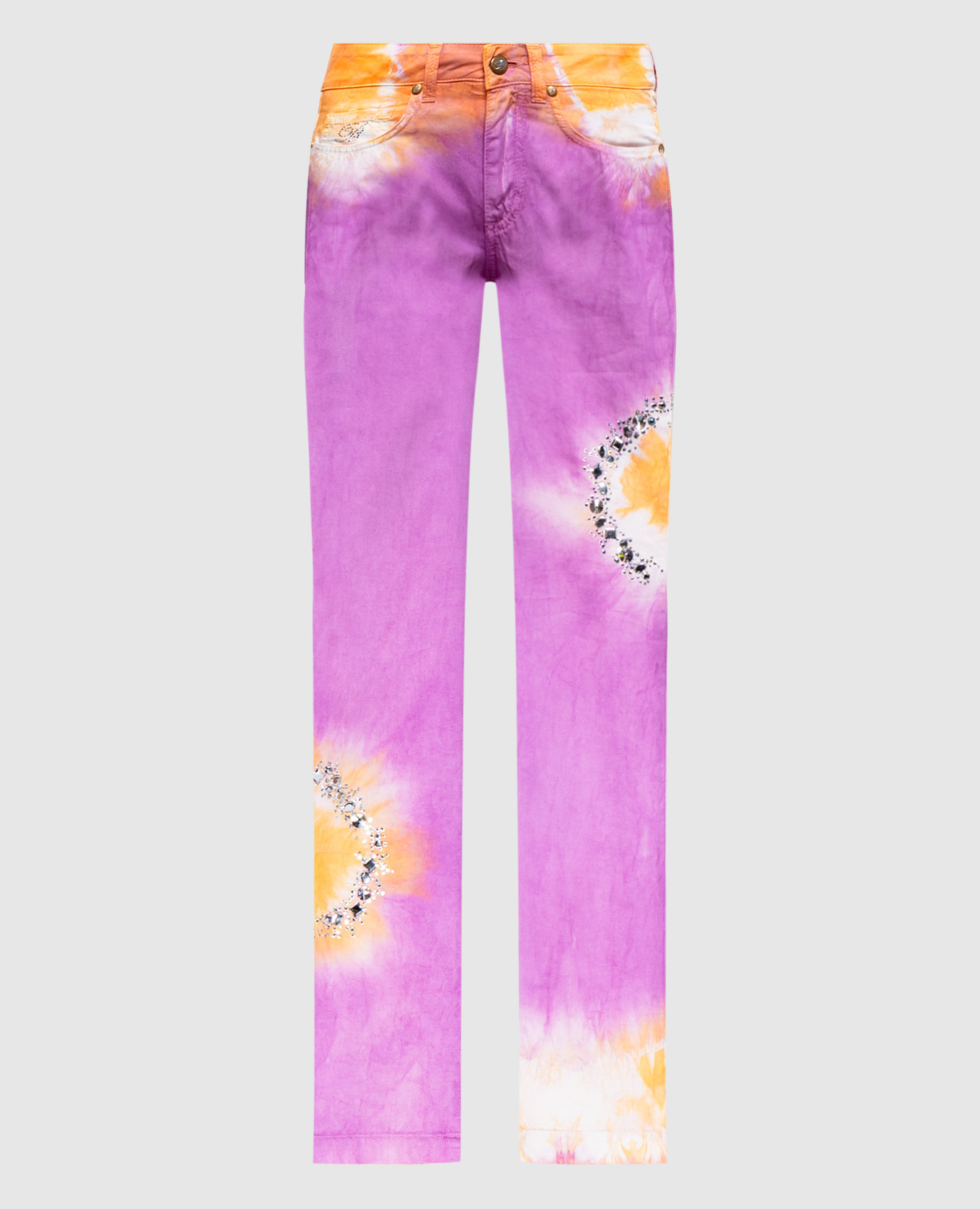 

Фиолетовые брюки с кристаллами, Фиолетовый, Зауженные брюки