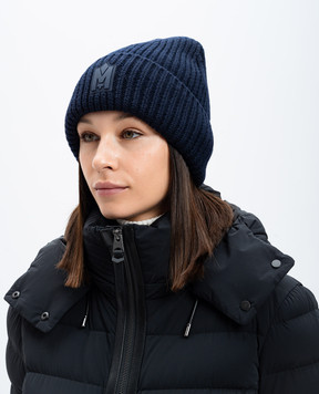Mackage Синя шапка Jude-WZ з вовною з фактурним логотипом JUDEWZw